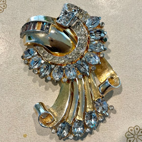 Coro Craft Sterling Retro Rhinestone Fur Clip - Picture 6 of 11